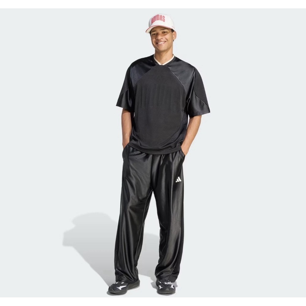 ADIDAS STADIUM SHINY TRICOT SPORTS PANTS MEN'S XL JZ6848 BLACK LOOSE FIT NWT